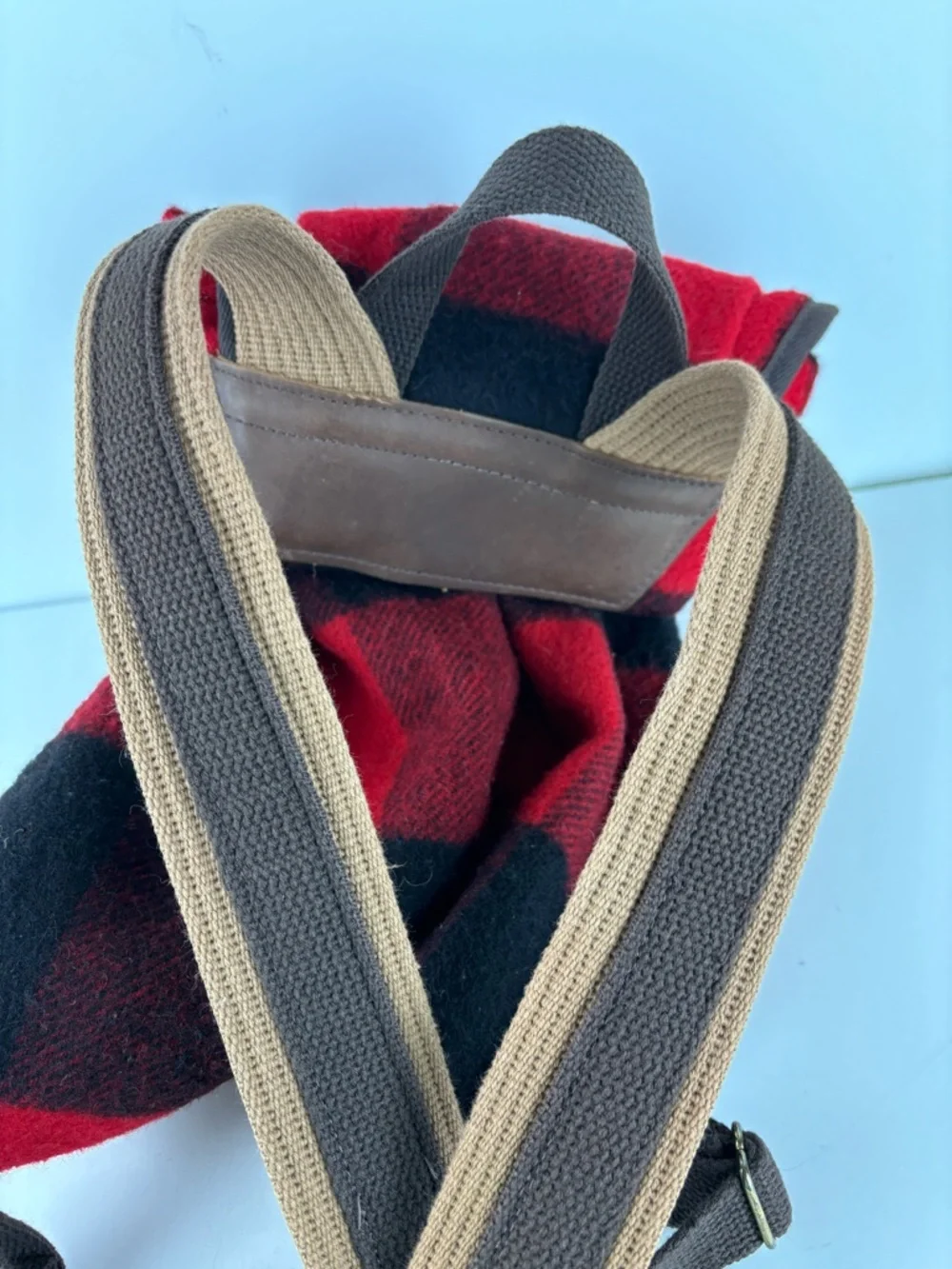 Woolrich X Frost River Backpack-Wool Red Buffalo Plaid & Leather-Made in USA